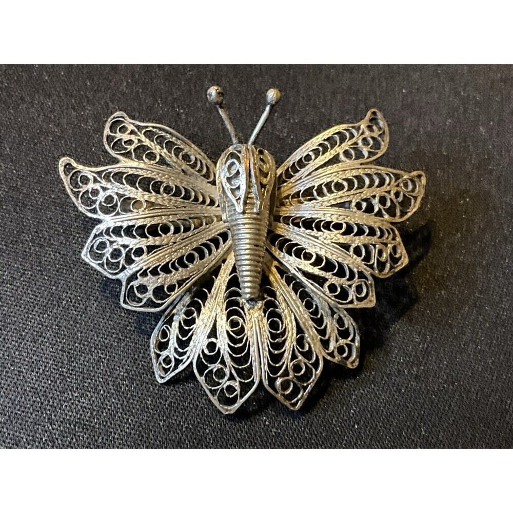 925 Tested Sterling Silver Vintage Butterly C Clasp Brooch